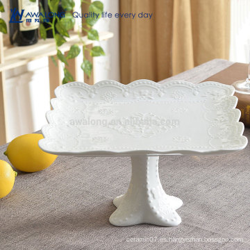Cuadrado forma de diseño de la flor de porcelana hotel utilizado placas de la cena para la fruta, placa de fruta de cerámica a medida